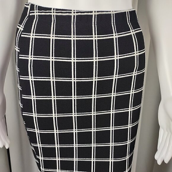 Shein Womens Plaid Elastic Waist Stretch Bodycon Knee Length Pencil Skirt Size S - Picture 2 of 10